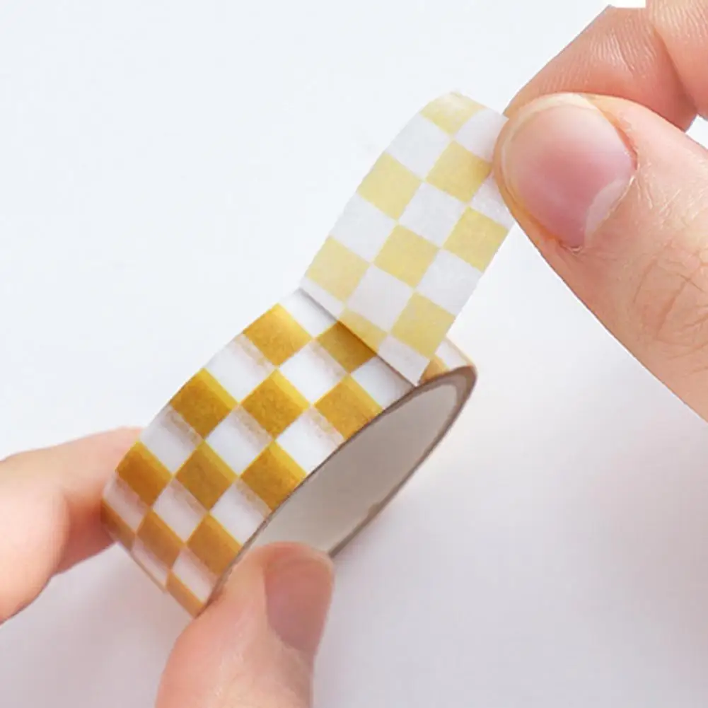 1 Cuộn Washi Băng Dính Dán In Rõ Ràng Có Thể Tháo Rời Chống Mờ Thêu Sò Washi Checkerboard Hoa Văn Mẫu Băng Cho Ki