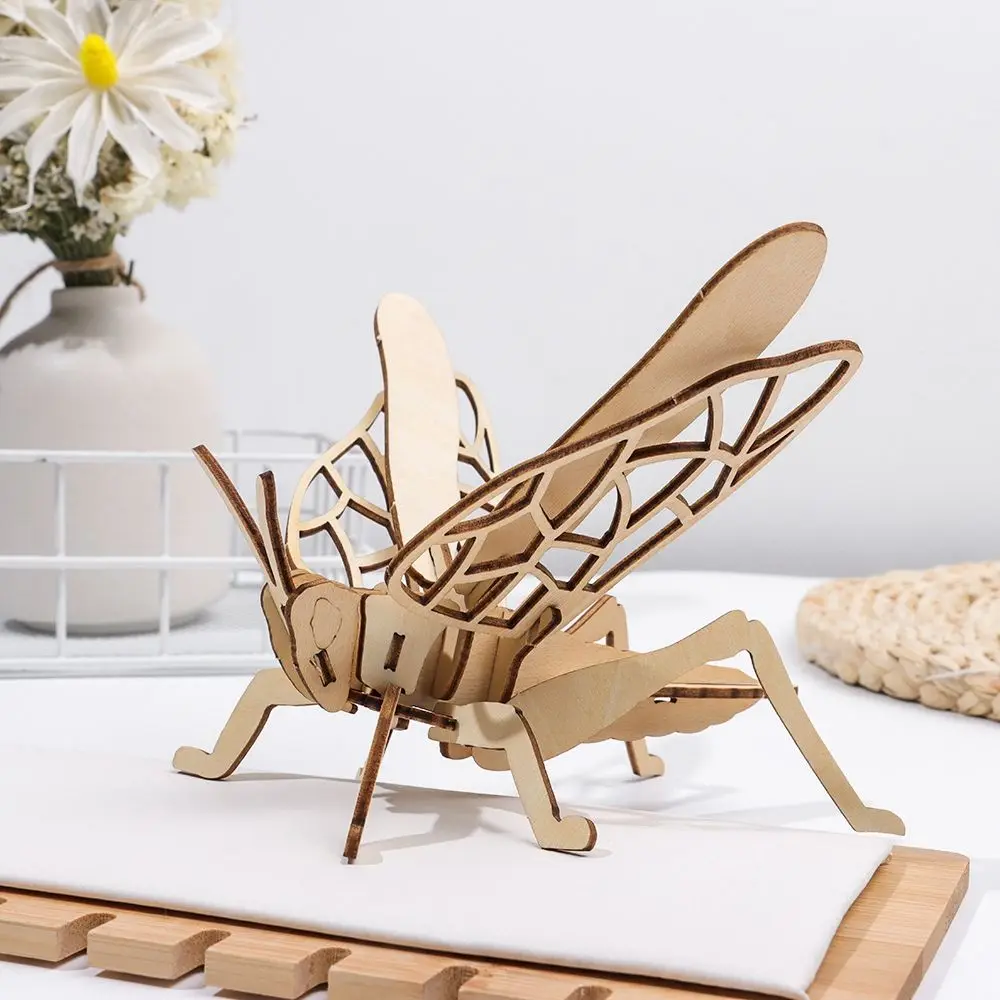 Children Gift Educational Assembly Toy Handmade Montessori 3D Puzzle Wood Insect Animal Wooden Puzzle DIY Jigsaw Board