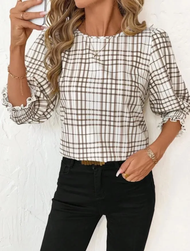 

Summer Women's Clothing Loose Neck Blouse Tops Short Sleeves Elegant Casual Printed Shirt For Polyester Chiffo