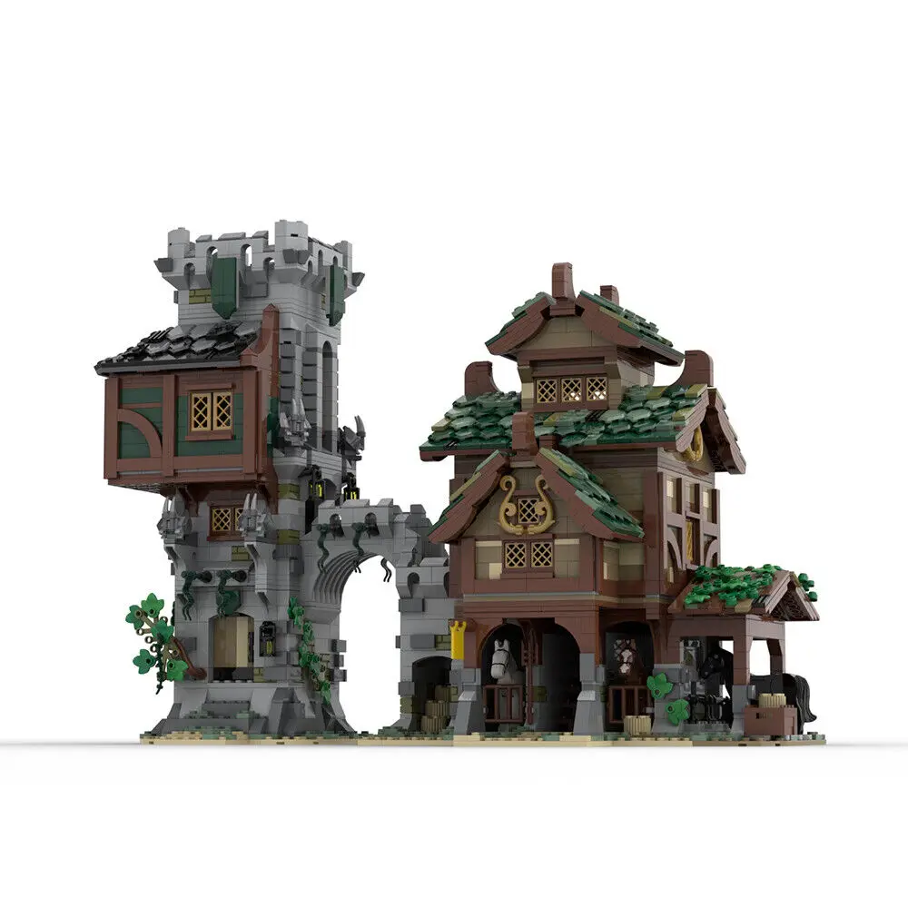 MEDIEVAL STABLE & MEDIEVAL GUARD TOWER Model for Medieval Castle 2888 Pieces MOC