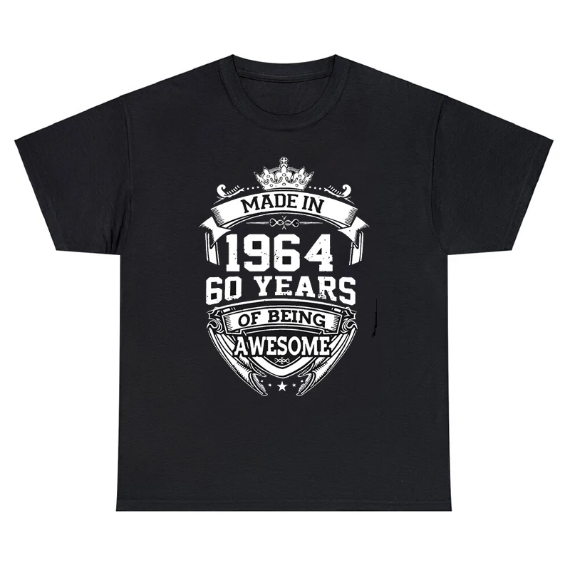 

Birthday Anniversary Funny T-shirts Made In 1964 60th 60 Years Old Vintage Cotton Cool Casual T Shirt Gift Short Sleeve Tee Tops