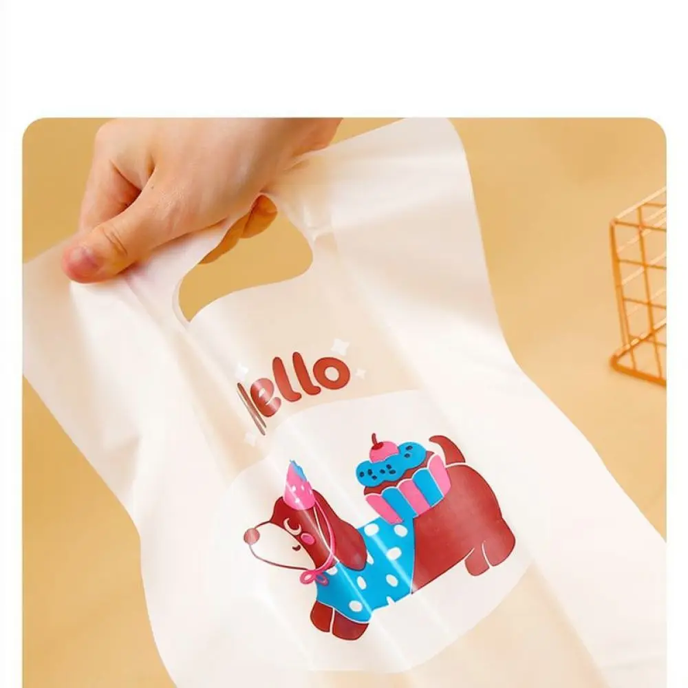Professional Plastic Handle Carrier Pouch For Takeout Dessert Cake Bread Bakery Catering Food Packaging Supplies