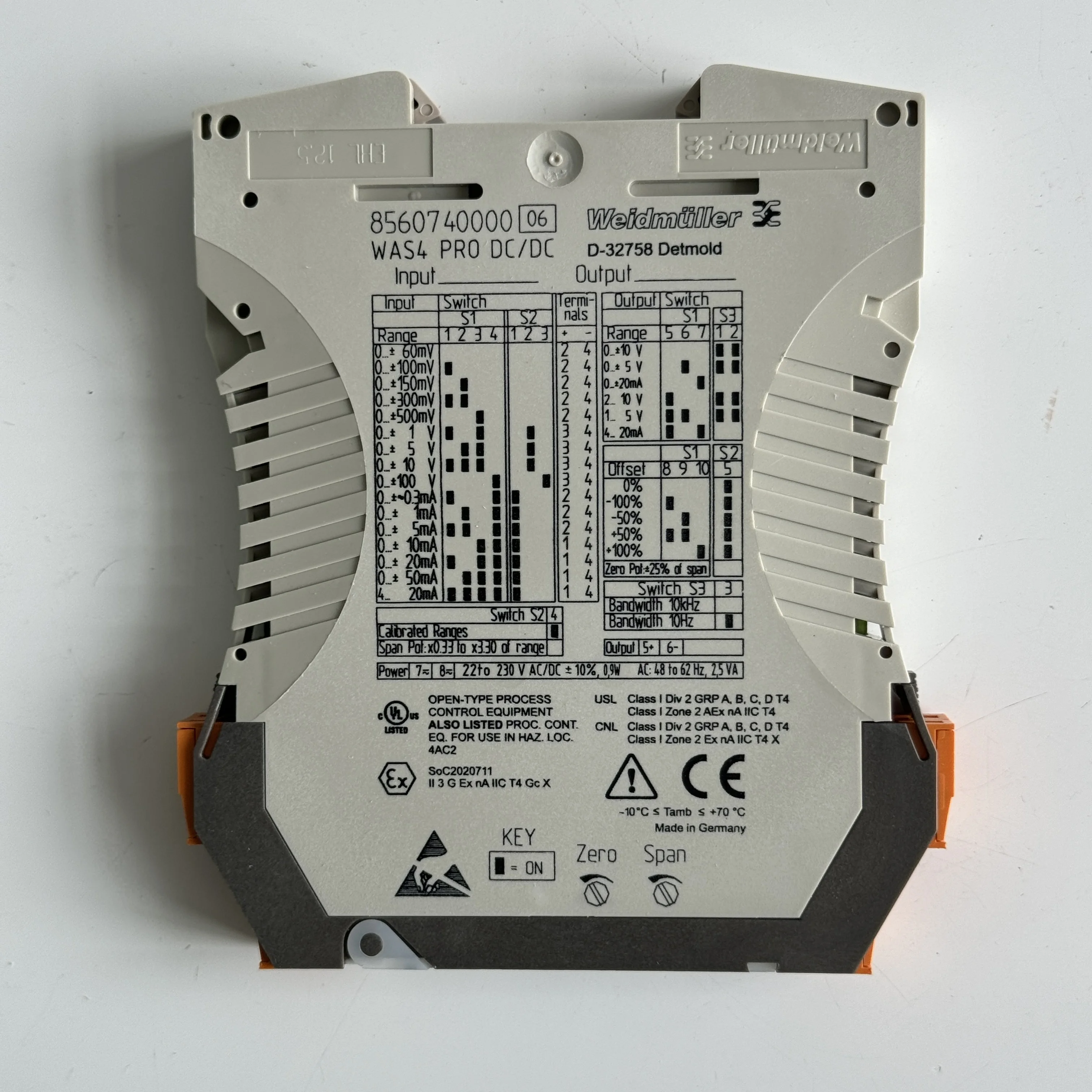 

WEIDMULLER 8560740000 WAS4-PRO-DC/DC SIGNAL CONVERTER/DISCONNECTOR