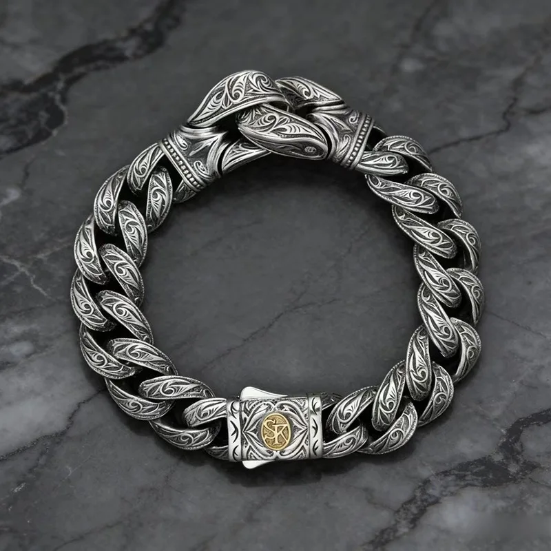 Unisex Hand Woven Bracelet, Bold Arabian Scroll Pattern, Fashion High-end Statement Wrist Jewelry for Men Women
