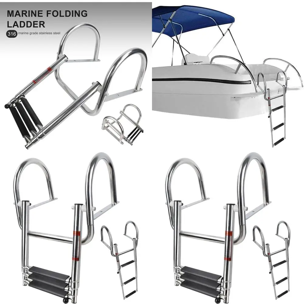 

Stainless Steel 3-Step Rear Entry Ladder for Pontoon Boats with Platform
