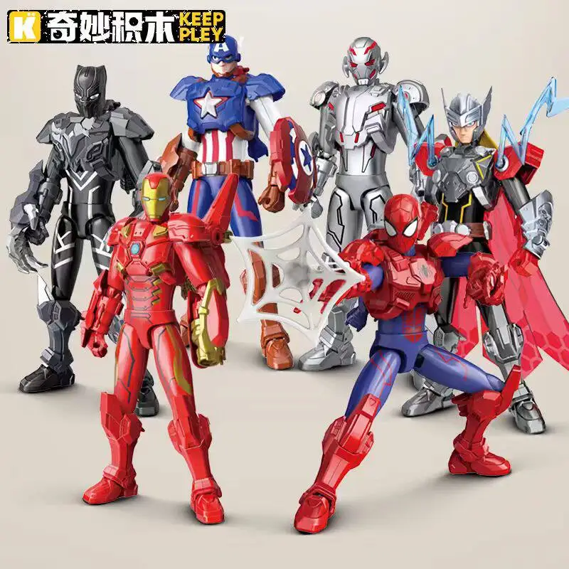 

Keeppley 16cm Marvel Legends Deadpool Spider Man Building Blocks Iron Man Cartoon Character Building Block Assembly Toy Gift