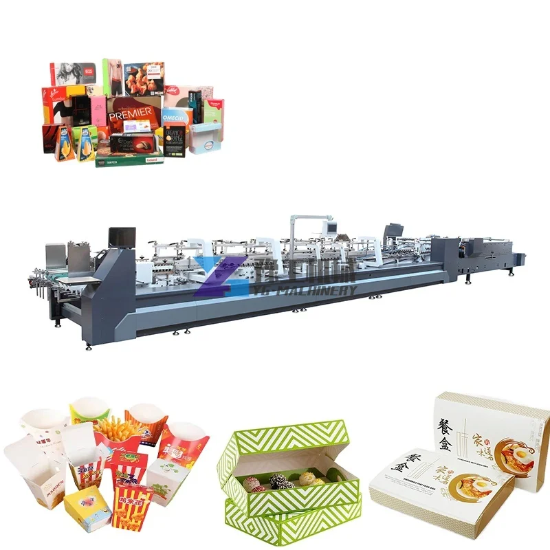 Automatic 4 6 Corners Folder Gluer Pizza Box Making Cake Box Making Machine