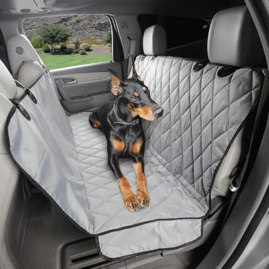 

Dog Backseat Cover with Hammock for Cars SUVs Trucks Waterproof Layers Non-Slip Seat Protector Durable Nylon Clips K9 Shield wi