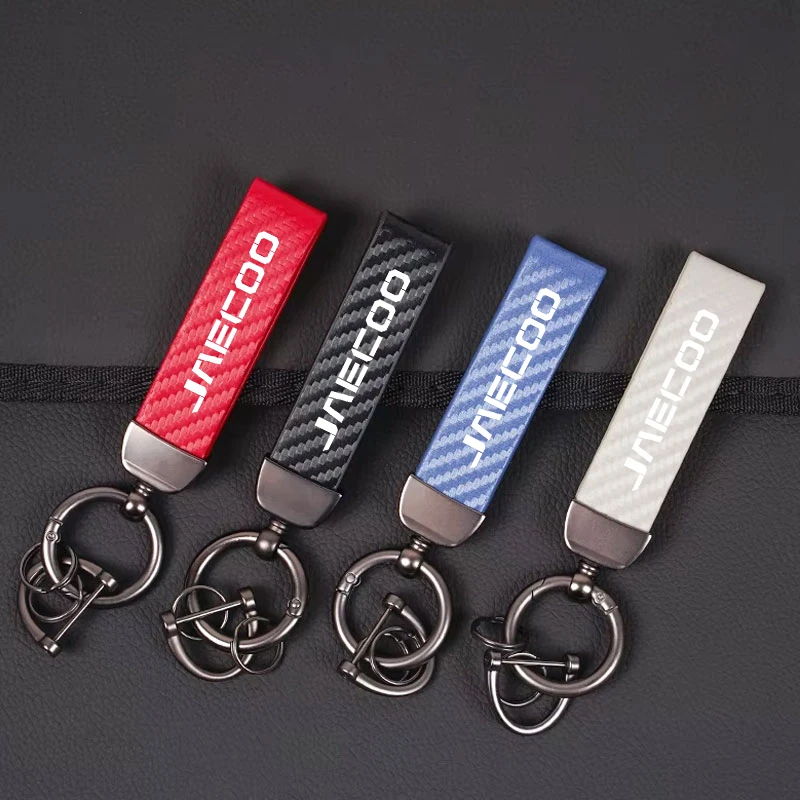 Auto Keyring Carbon Leather Luxury Car Keychain for JAECOO J7 T1EJ J5 J8 PHEV J9 Luxury Accessories Key Ring Car Owner Gift