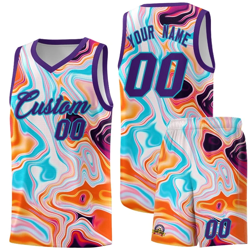 Customized Name Number Pattern Men's Tank Top Color Striped Basketball Shirt Printed T-shirt Summer Sports V-neck Tank Top
