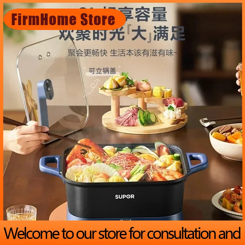 FirmHome StoreSupor 220V 6L Electric Hot Pot With Knob Temperature Control Integrated Frying,boiling,steaming And Stir-frying El