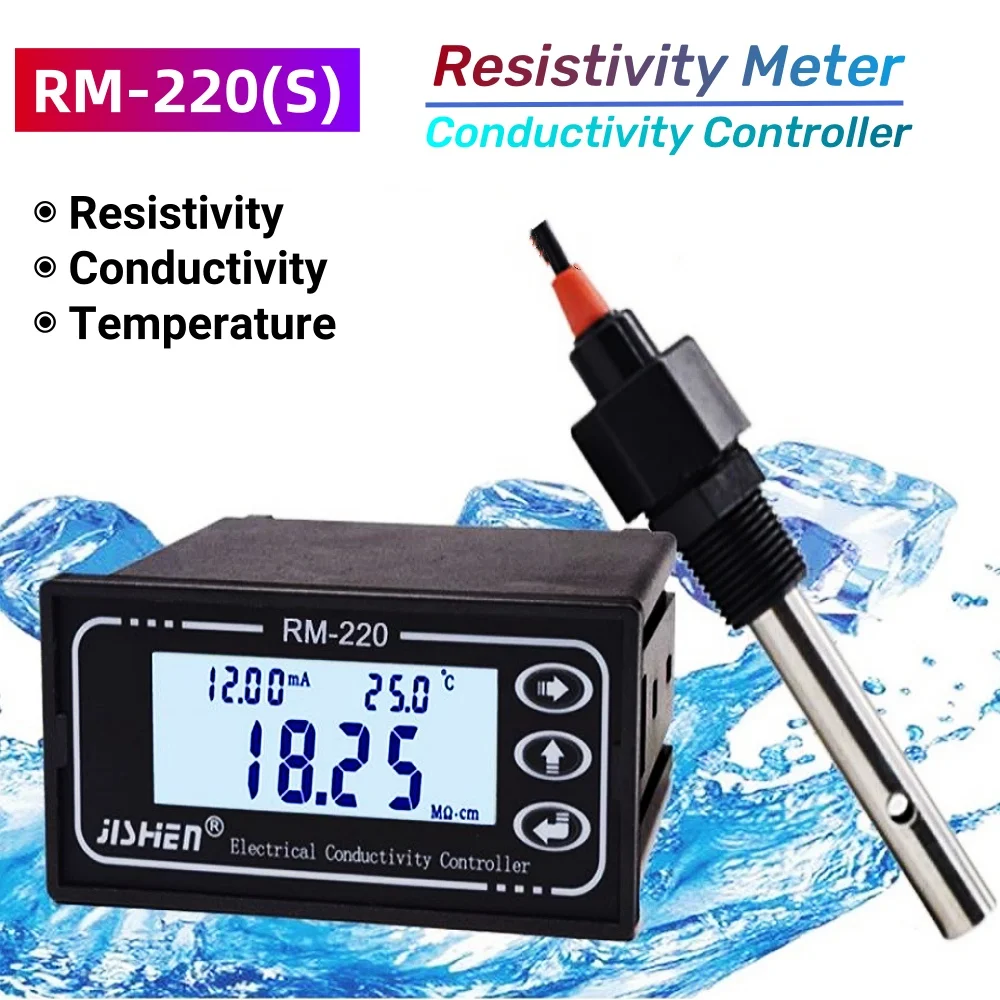 RM-220(S) Resistivity Meter EC Sensor Electronic Conductivity Meter High Purity Water Mixed Bed EDI Equipment TDS Tester