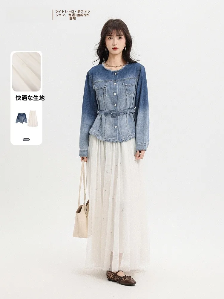 

Fashionable Casual Korean Style Two-Piece Set Memory's Starting Point Summer 2026 Elegant Design Long Sleeve round Neck Butto...