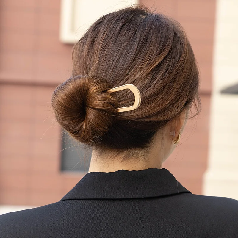 U-Shaped Hair Fork Fashion Alloy Hairpin Gold Silver Black Color Metal Hairpin Geometric Design Headwear Hair Sticks Women Girls image 5