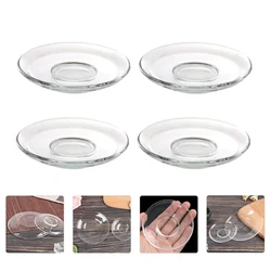 4Pcs Decorative Tea Saucers Glass Tea Plates Round Coffee Plate Teacup Saucers