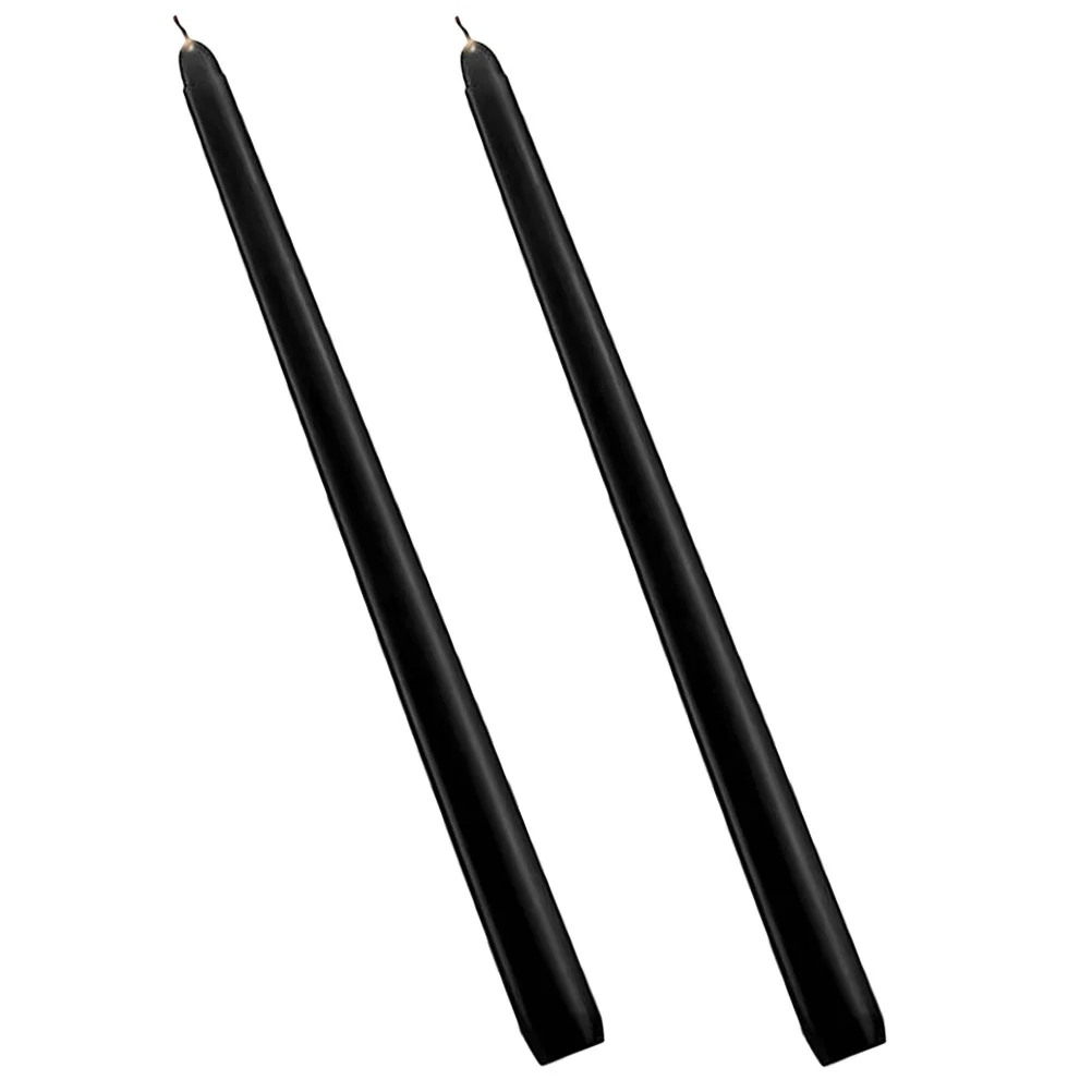 2 Pcs Unscented with Cotton Wick Paraffin Home Decoration Taper Long Candles Church Tabel Black