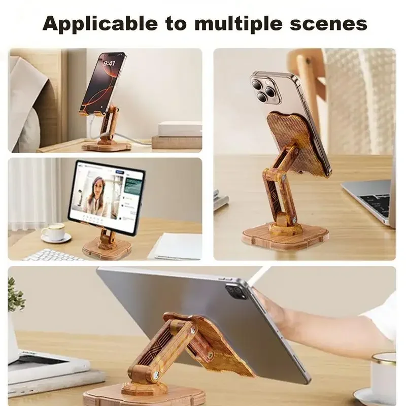 Houten telefoonhouder Opvouwbare standaard Smartphone-ondersteuning Tabletstandaard Desktop Telefoonhouder Beugel Draagbare telefoon Tablet Desktop Rack