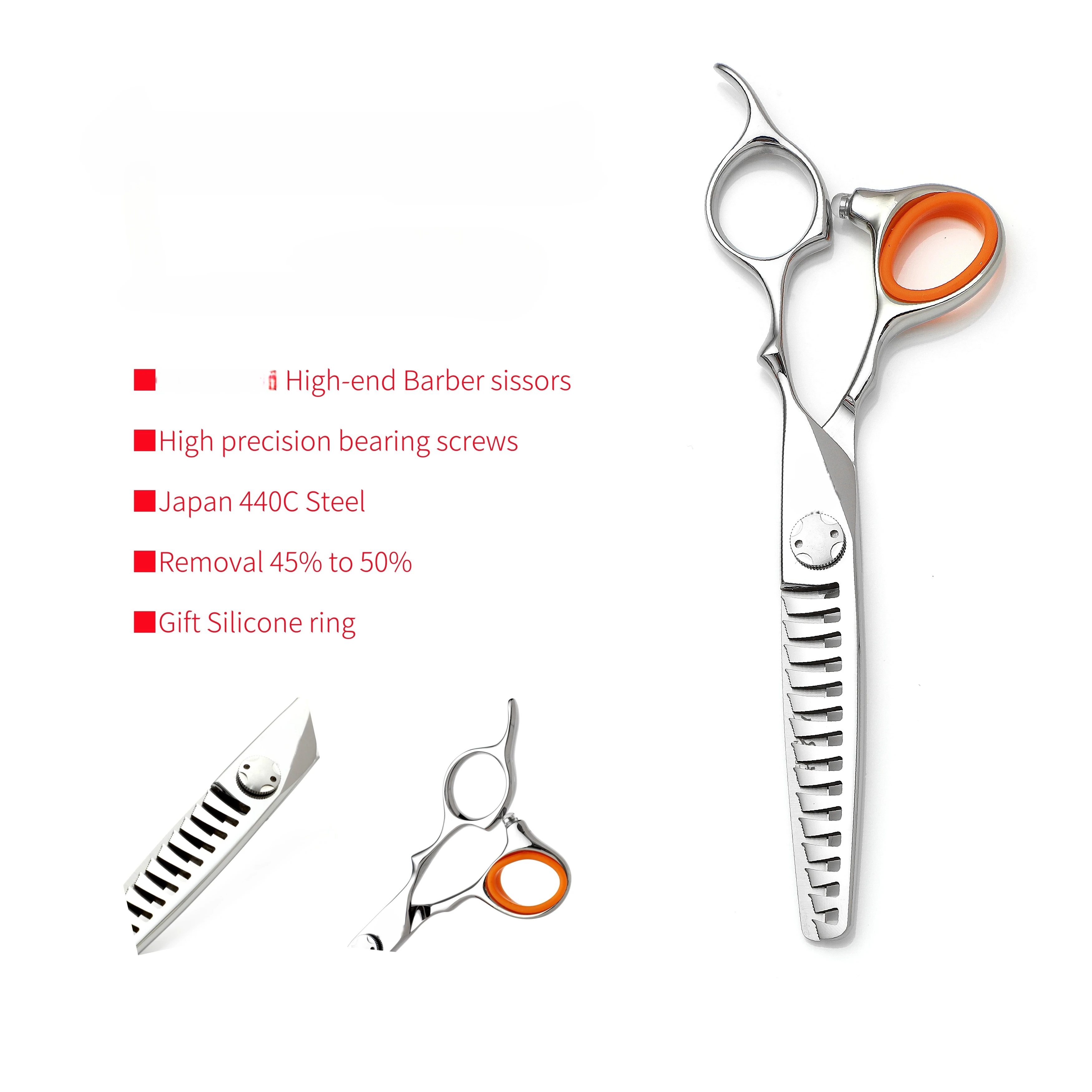 

Professional barber scissors，6 inch Hair thinning shears，Hitachi 440C steel hairdressing scissors，High-end Hair cutting machine