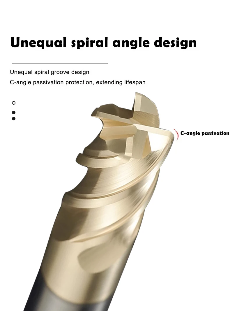 AZZKOR 4F Hartmetall-Fräser aus Wolframstahl, Titanlegierung, ungleichmäßig geteilte Schneide, Rundfräser, CNC-Bearbeitungszentrum – Detail 12