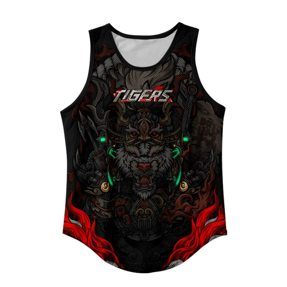 Nuova vendita calda Anime Vest Black Tiger Print camicia senza maniche moda uomo casual confortevole ragazzi canotte estive Streetwear