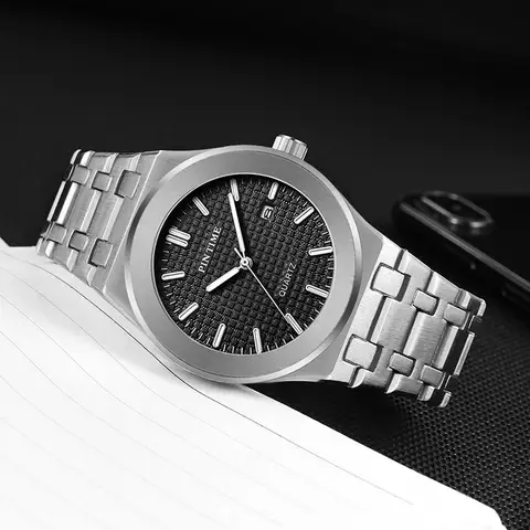 PINTIME Klassisk Herr Quartzklocka Elegant Enkel Design Vattentät Rostfritt Stålarmband Par Fritid Affärsur 8 best sales Pintime-klocka för män - №3