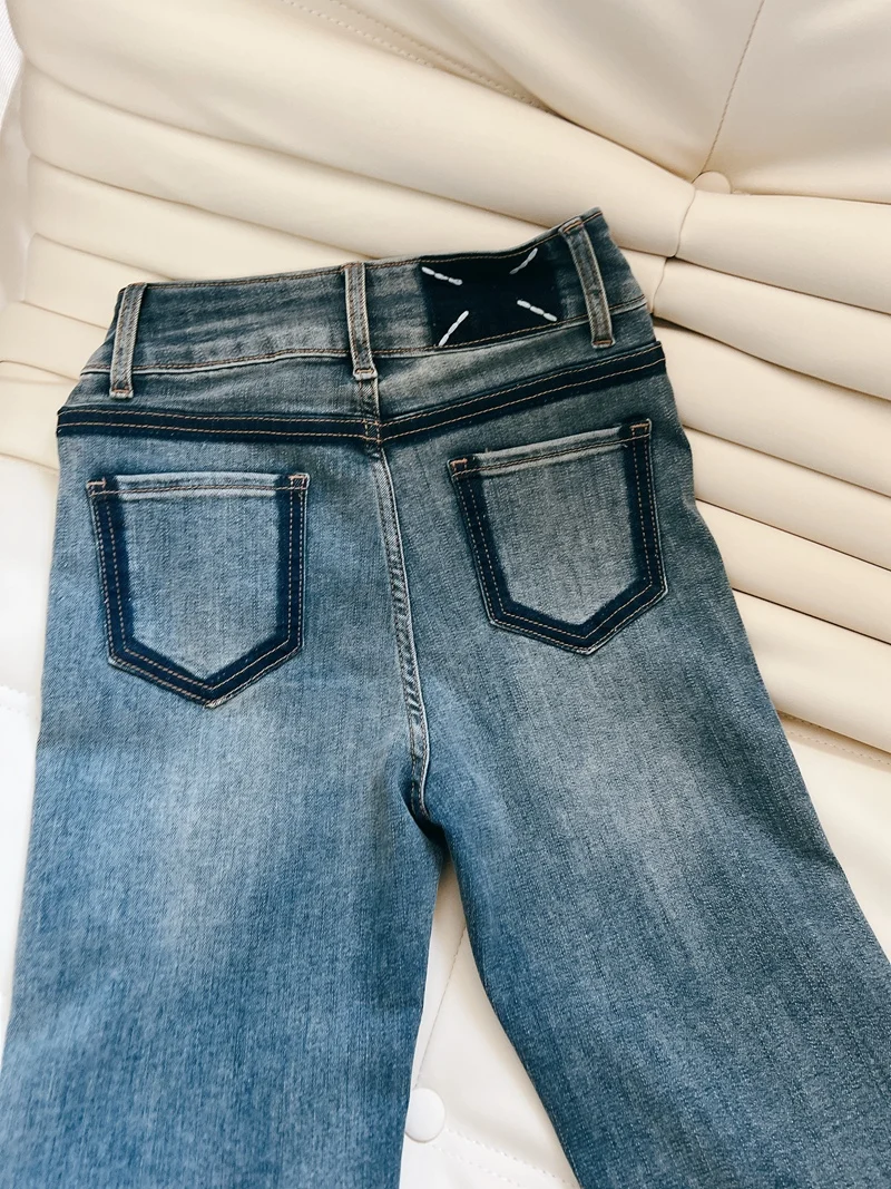 

Длинные джинсы в стиле ретро с высокой талией для похудения, женские пряные джинсы, весна 2024, модная повседневная износостойкая одежда