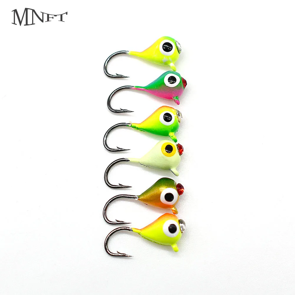6Pcs 15mm/1.1g Winter Ice Fishing Lure  Artificial Bait Jig Head Small Ice Fishing Hook For Lure Worm