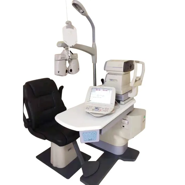 Ophthalmic Unit Chair Adjustable Phoropter Arm Electronic Instrument Sliding Table with Big Table Top Size for Optometry