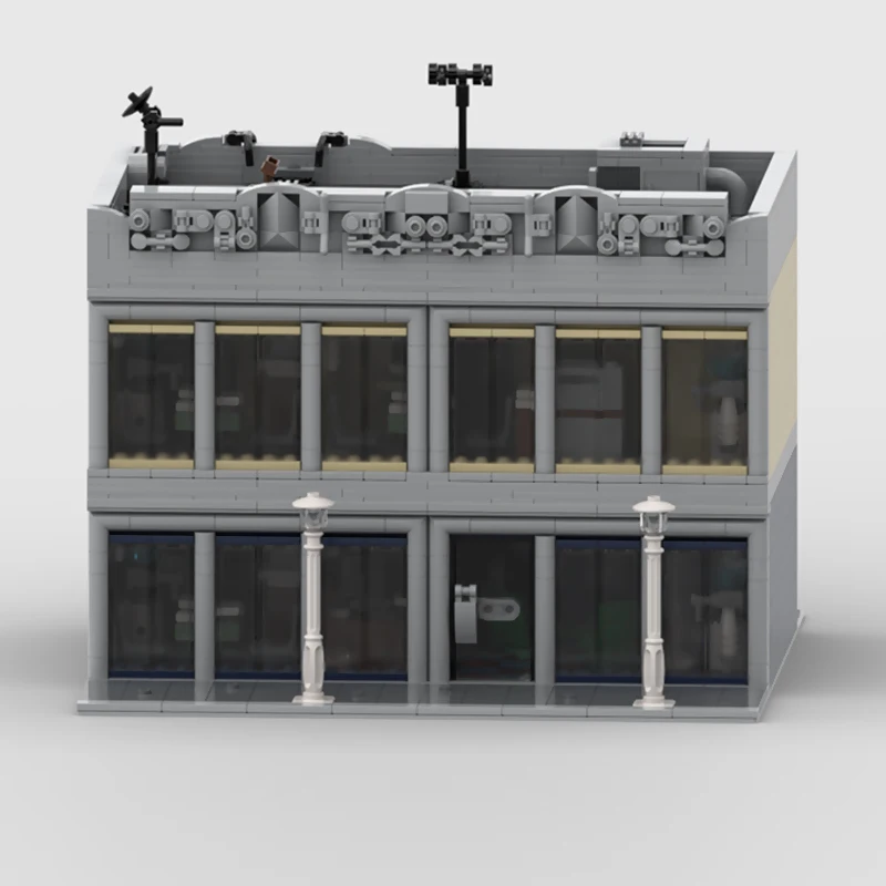 مدينة شارع عرض نموذج MOC قوالب بناء الطوابق بناء المكاتب وحدات التكنولوجيا الأطفال هدايا العيد تجميع لعبة البدلة