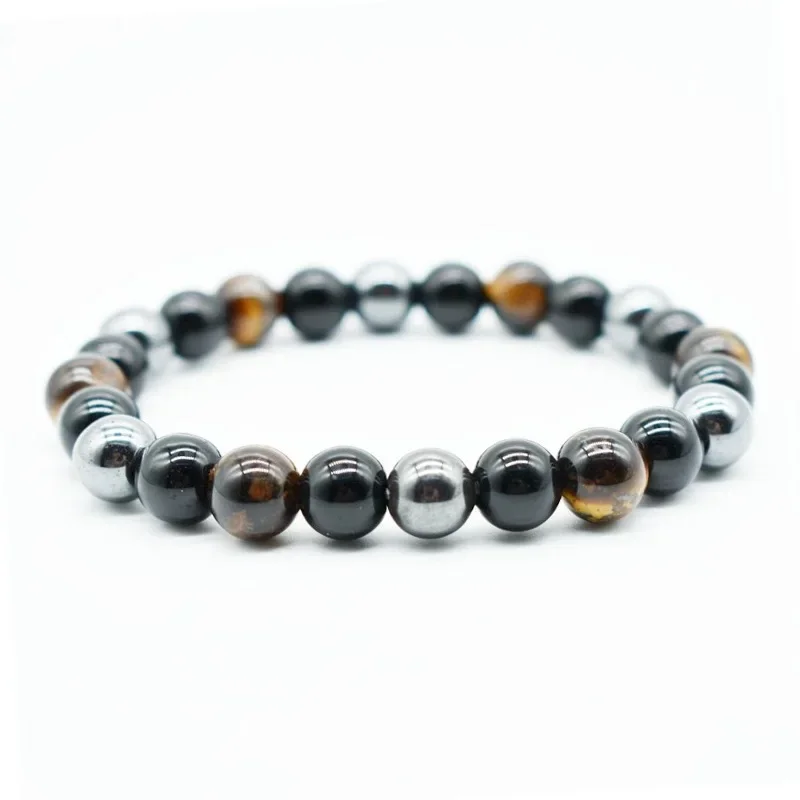 8mm 10mm Tiger's Eye Stones Black Agate Beads Strand Beaded Bracelets for Men Elastic Fashion Bangles Jewelry Gifts YBR265 images - 6