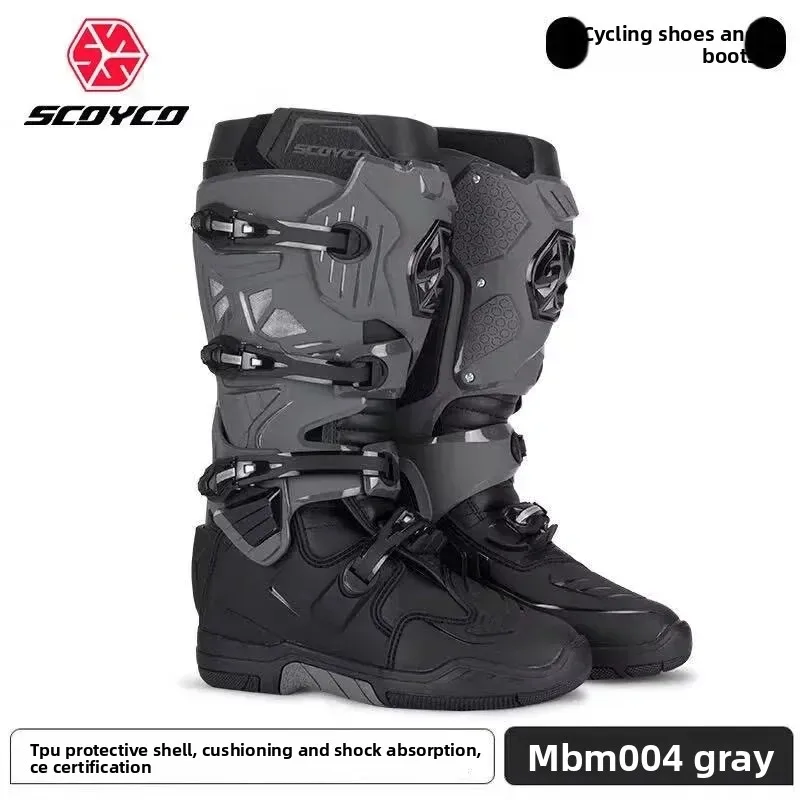 SCOYCO Anti-drop Anti-Slip Motocross Boots All-Terrain Grip Motobike Waterproof Shoes Motorcycle Riding Protective Boots