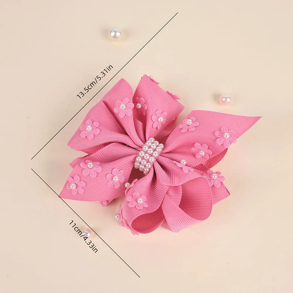 Sweet Pearl Bow Hairpin Solid Ribbon Bowknot Hair Clip Kawaii Barrettes Headwear Hair Styling Tools Boutique Accessories