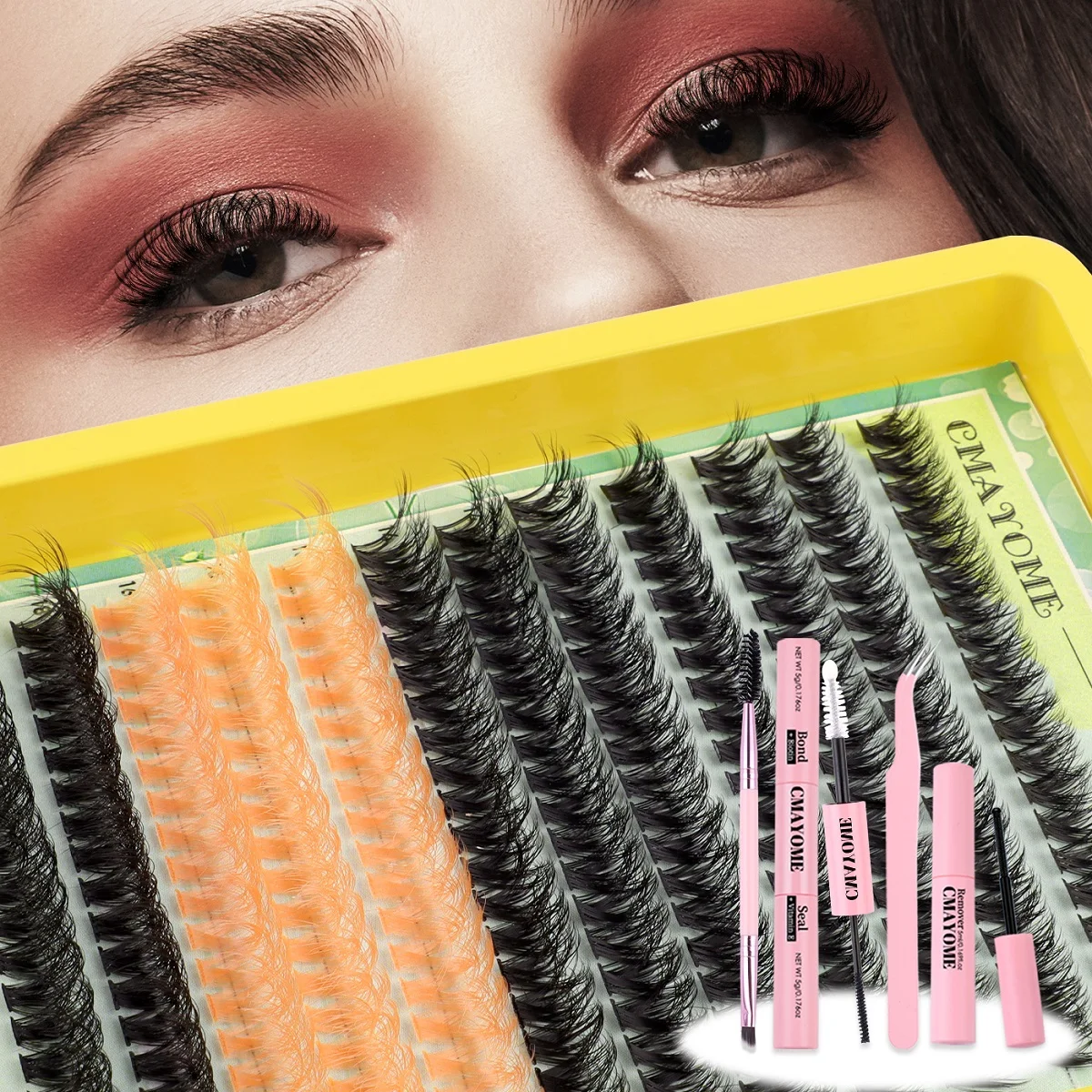 Colored Lash Extension Kit 60P Eyelash Extension Cluster lashes 10-18mm Individual Eyelashes Extension Makeup for Christmas Gift