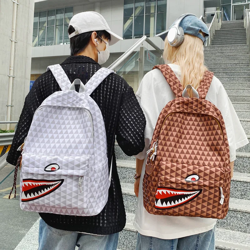 New Men's Trendy Shark Print Backpack - Lightweight Travel Laptop Bag, Student Bookbag