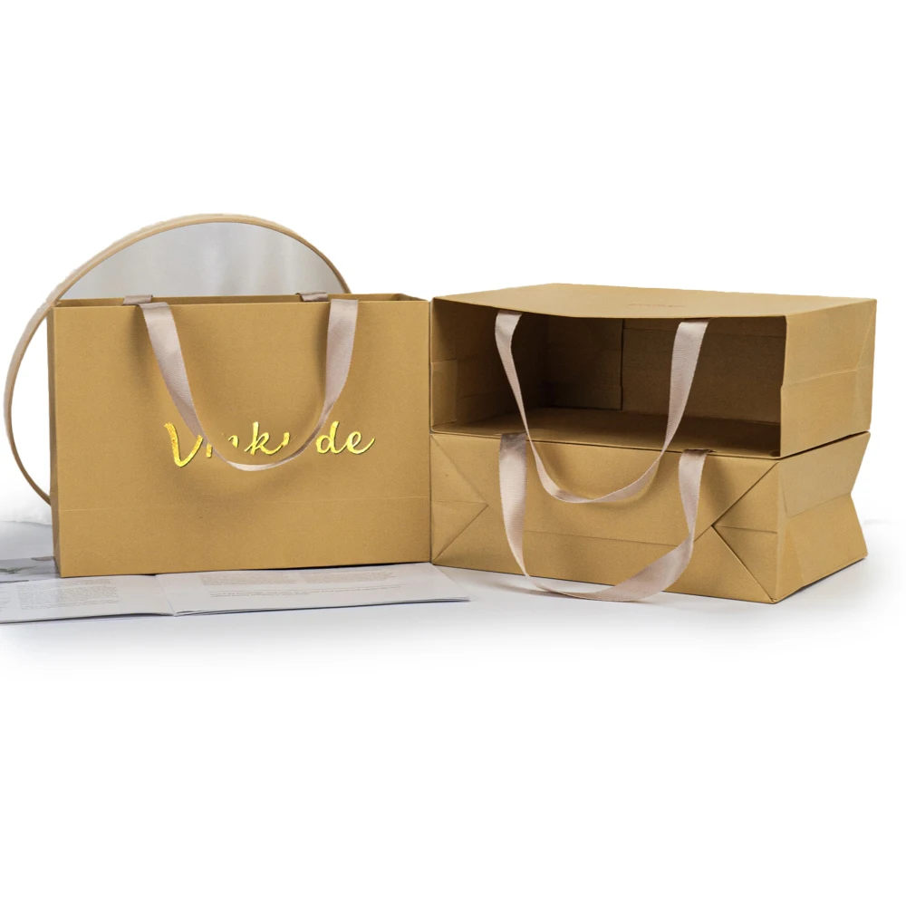 

Personalized Logo 28x10x20cm Jewelry Handle Kraft Tote Handbag Custom Print Shopping Gift Packaging Wedding Party Candy Pouches