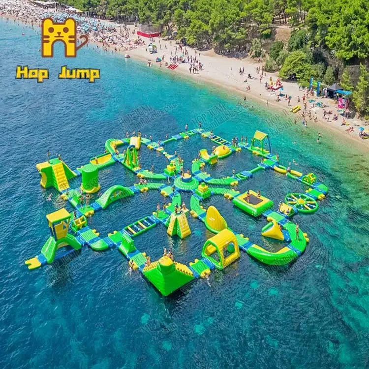 Outdoor inflatable aqua park in lake water play equipment commercial aquatic sports floating water park for adult and kids