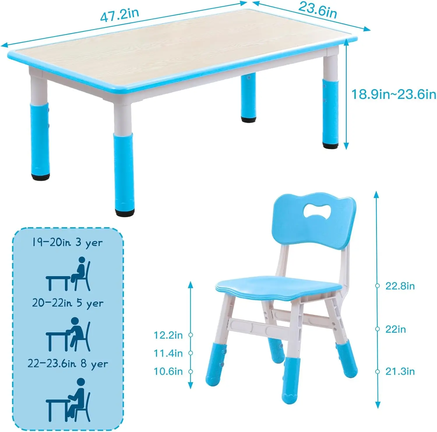 Height Adjustable, Kids Set With Graffiti Desktop,Toddlers Activity Table For Daycares,Homes,Classroom,Eco-Friendly, And