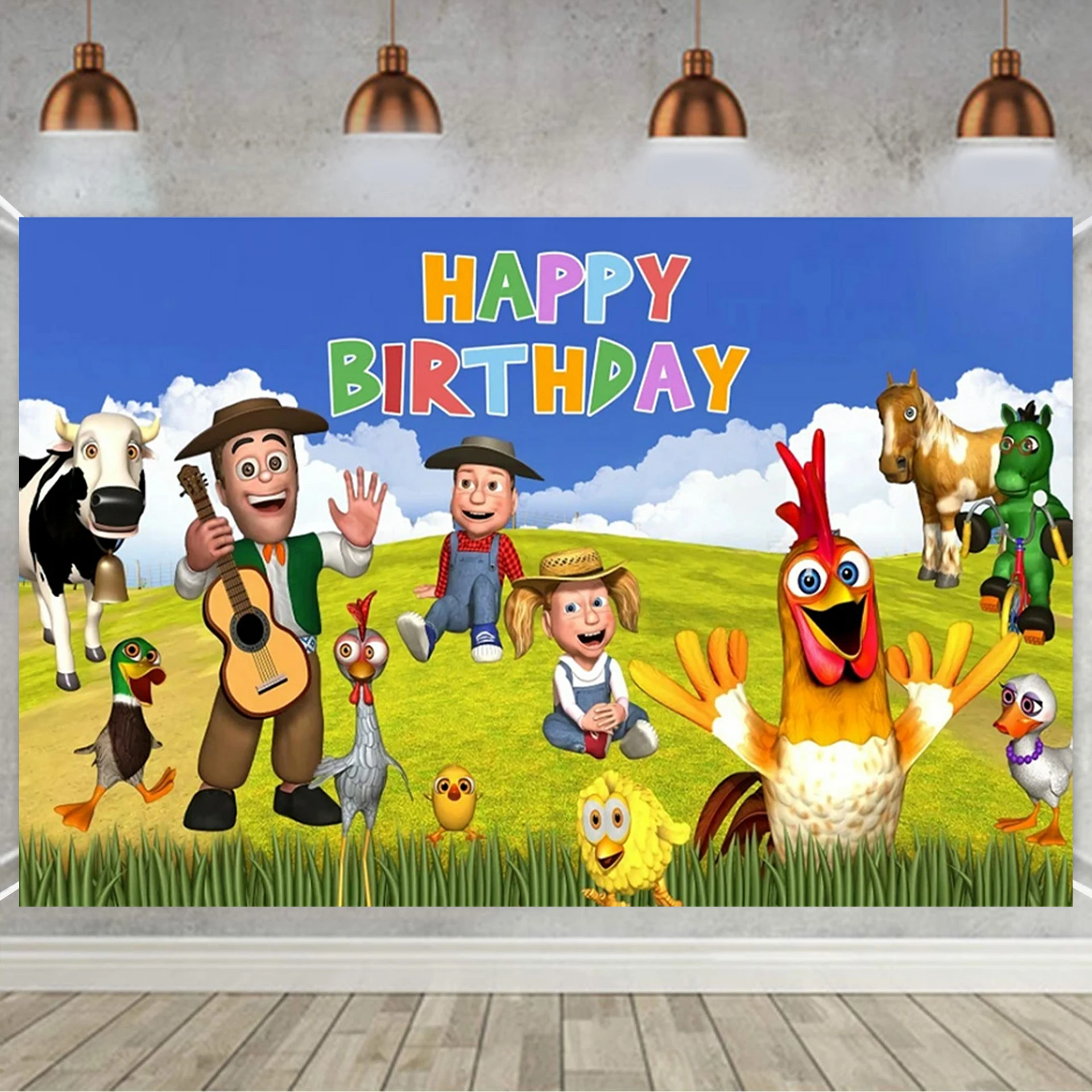 Cartoon La Granja De Zenon Thema Baby Dusche Neugeborenen Geburtstag Party Grün Gras Bauernhof Foto Hintergrund Dekoration Requisiten – Detail 7