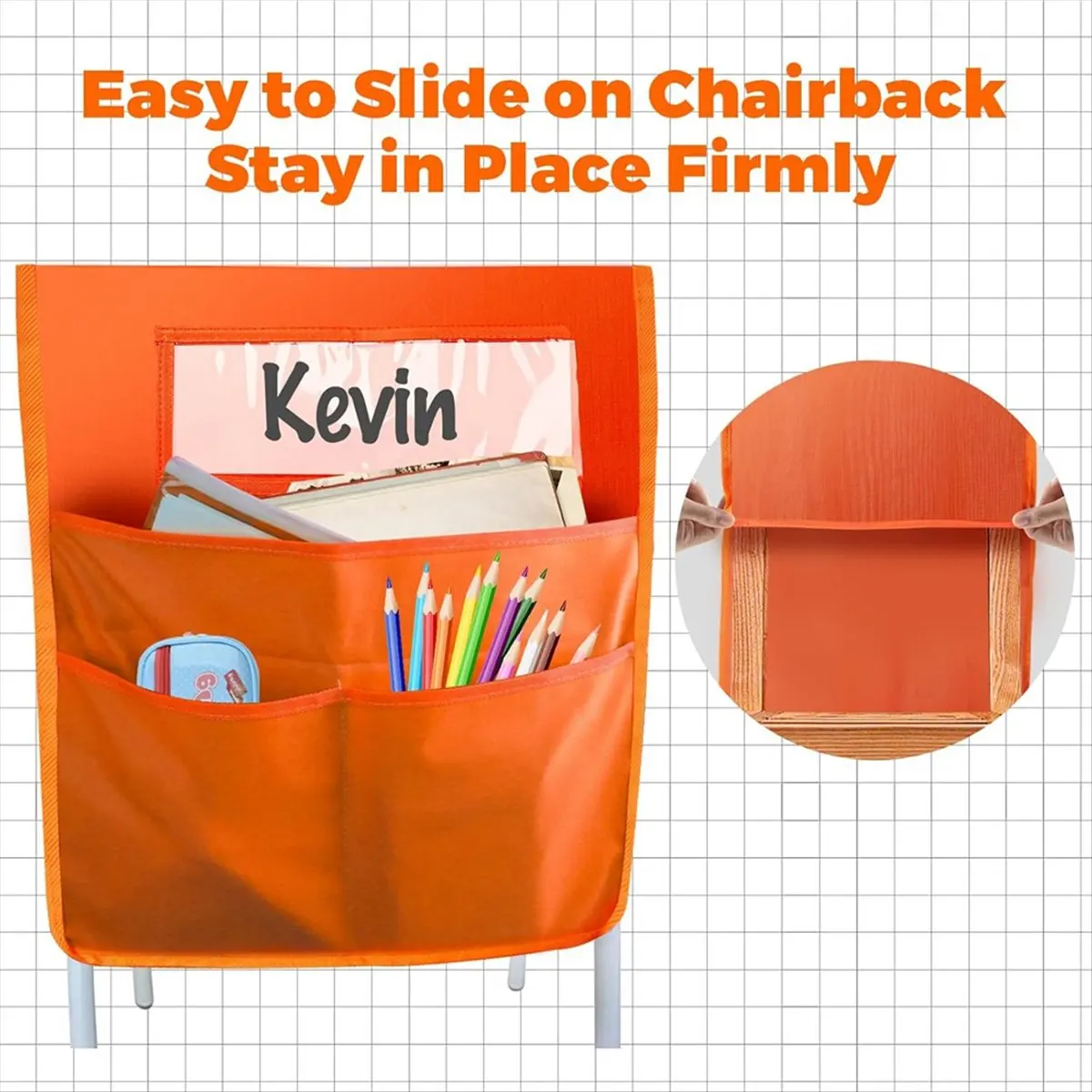 AA77 NEW  12 Pack Chairback Buddy Pocket Chart, Chair Pockets for Classrooms, Seat Pocket Chart with 3 Heavy Duty Storage Pocket