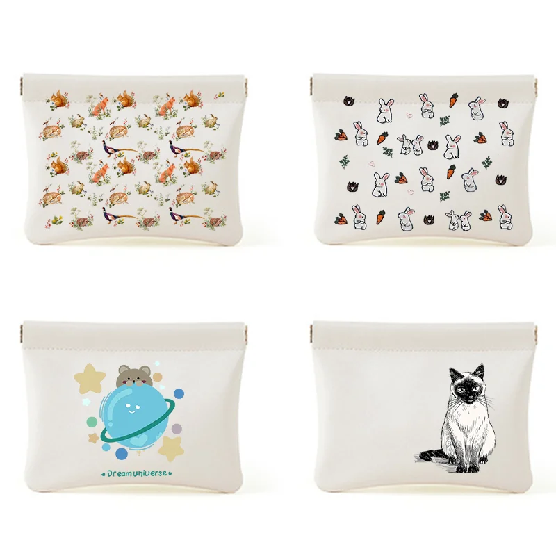 

Lady Waterproof Bag Auto Close Pouch Gift Jewelry Cosmetics Coin Key Storage Bags Cute Rabit Cat Makeup Pouch Bag Portable Women