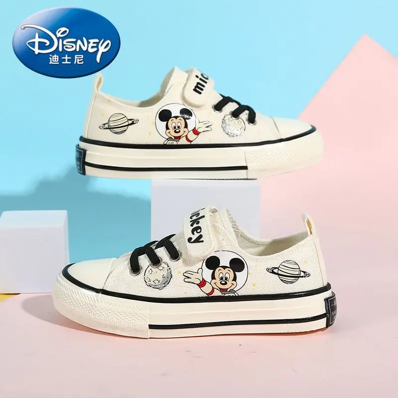 Mickey Mouse Girls Canvas Shoes 2024 New Four Seasons Korean Casual Explosions Children Joker Boys White Shoes