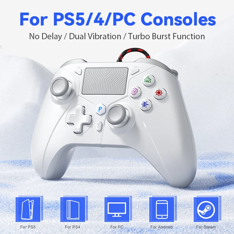 Gamepad For PS5 Console - W/ Dual Vibrate Turbo Function No Delay,2M Extra Long Wired P5 Controller Instant Connect Game Control