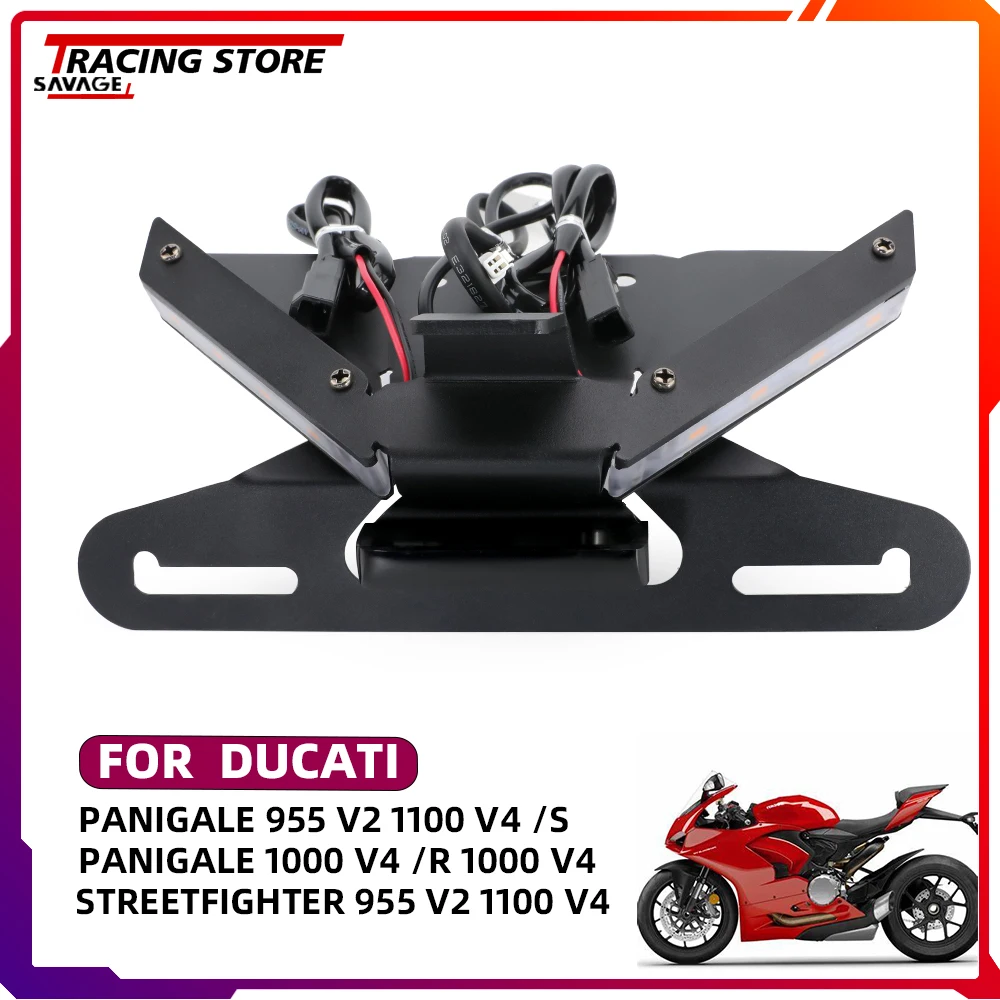 2024 Motorcycle  License Plate Holder with License Plate Light For DUCATI Panigale Streetfighter 1100 1000 955 V4/V2 Accessories