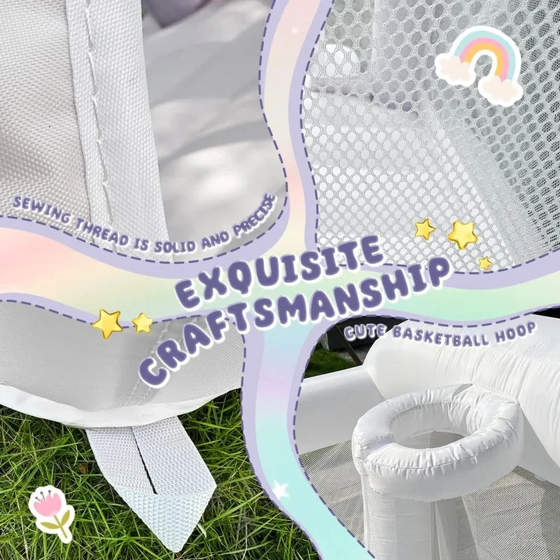 Nuevas llegadas casa de rebote blanca con soplador, castillo inflable con tobogán para fiestas interiores/exteriores de niños/niños pequeños