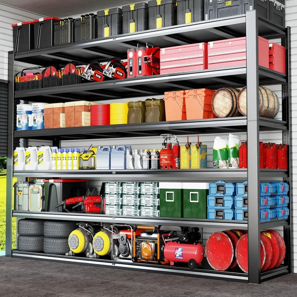

5' W Garage Shelving Heavy Duty, 6 Tier Garage Storage Shelves, Adjustable Metal Shelving Unit for garages, Warehouses, basement