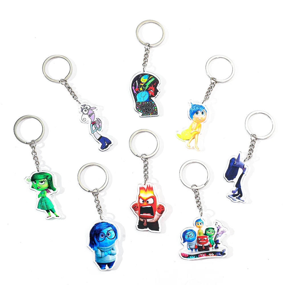 Inside Out Movie Cartoon Figure Joy Sadness Anger Disgust Fear Fashion Pendan Tacrylic Keychain Accessories Gift