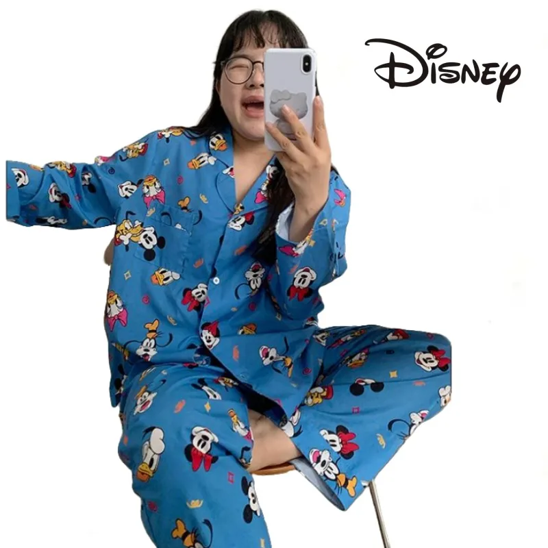 NEW Disney Mickey Printed Pyjama Set Large Sizes Can Be Worn Up To 90kg Cardigan Trousers Loungewear Comfortable Holiday Gifts