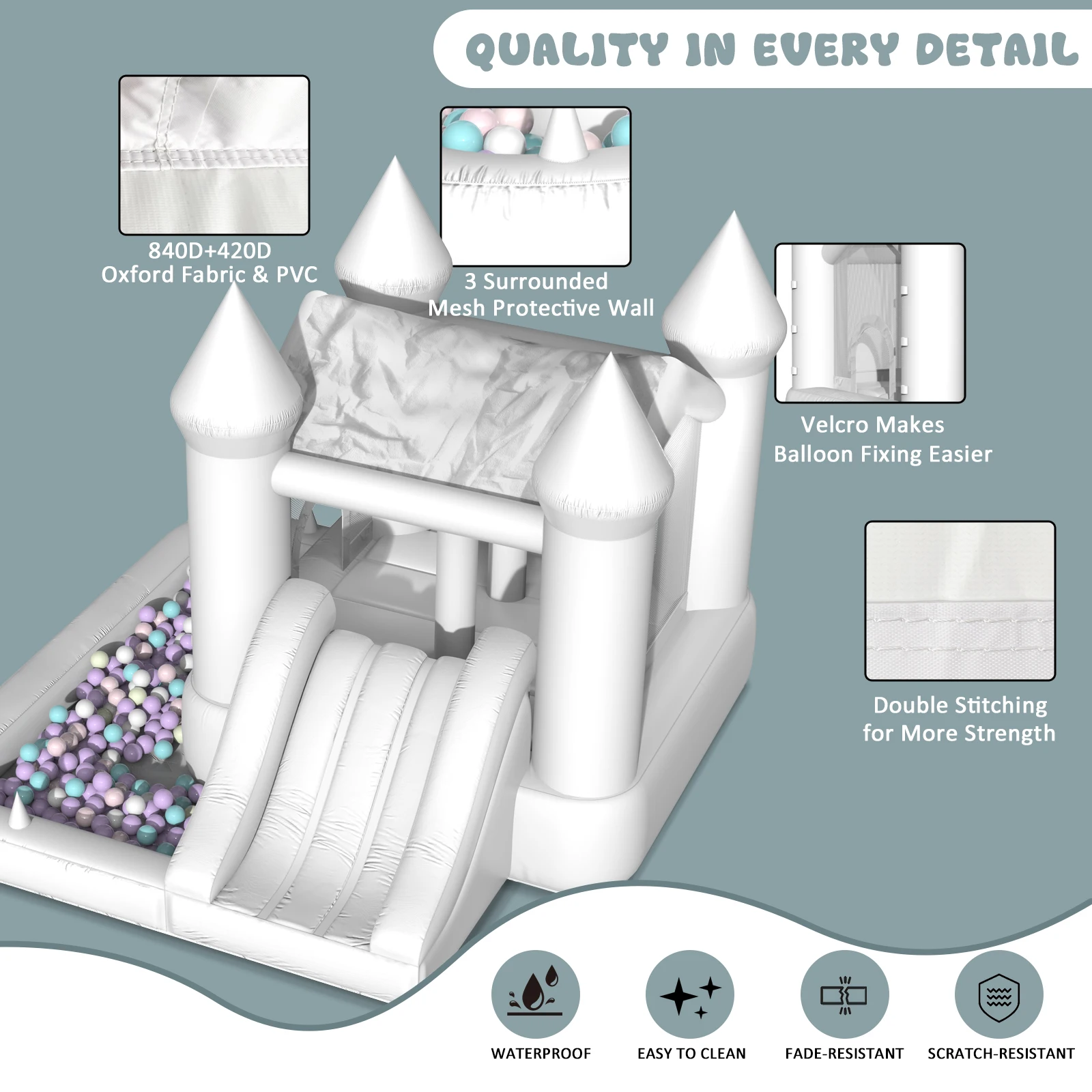 インフレータブルホワイトバウンスハウス 2.9*2.9*2.3 メートル子供のためのジャンプ城弾む家ホワイトハウス子供のためのスライド屋外おもちゃ
