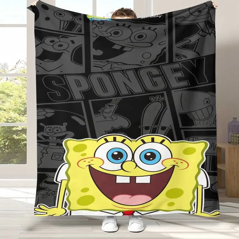 Bikini Bottom S-SpongeBob Cartoon Flannel Throw Blanket,Cozy Warm Blanket for Bed,Sofa,Living Room,Picnic,Camping,Home Decor