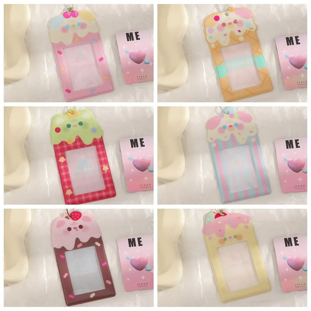 Kawaii Organizer ผู้ถือบัตร PVC การ์ตูน Photo Card Case ผู้ถือบัตรพวงกุญแจ